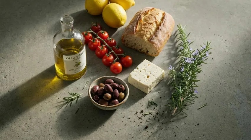 naredi sliko brez čevlja, samo da predstavlja mediteransko dieto