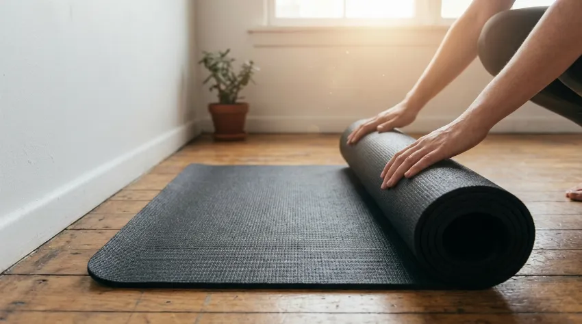 Priprava podloge za pilates ob steni